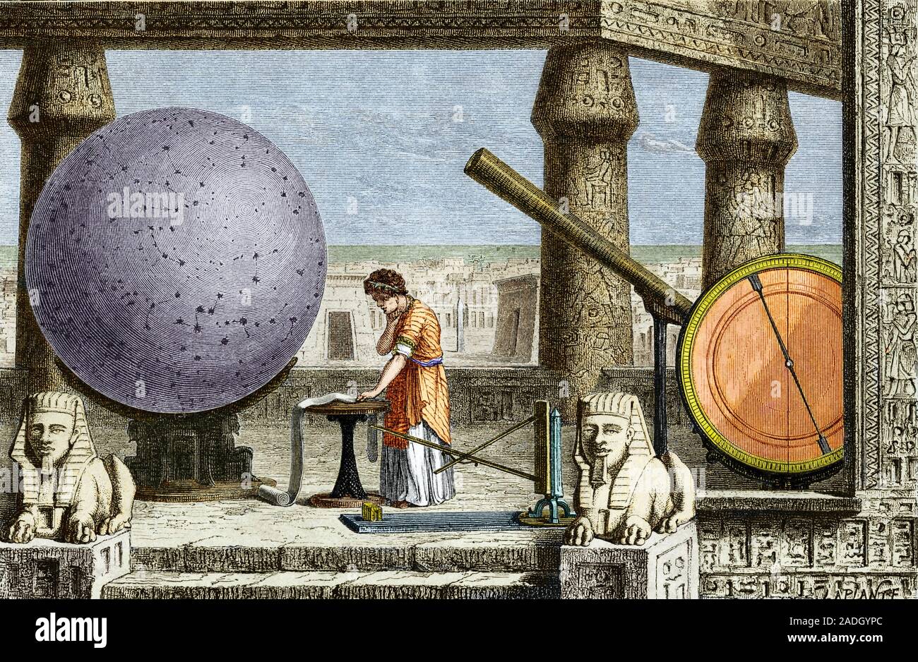 Ptolomeo del observatorio en Alejandría, Egipto antiguo. Color