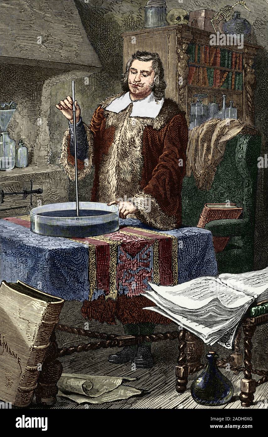 acuerdo Punto muerto Arrepentimiento Evangelista Torricelli (1608-1647), físico italiano, inventando el barómetro.  Después de trabajar en la dinámica de cuerpos cayendo con Benedetto Castell  Fotografía de stock - Alamy
