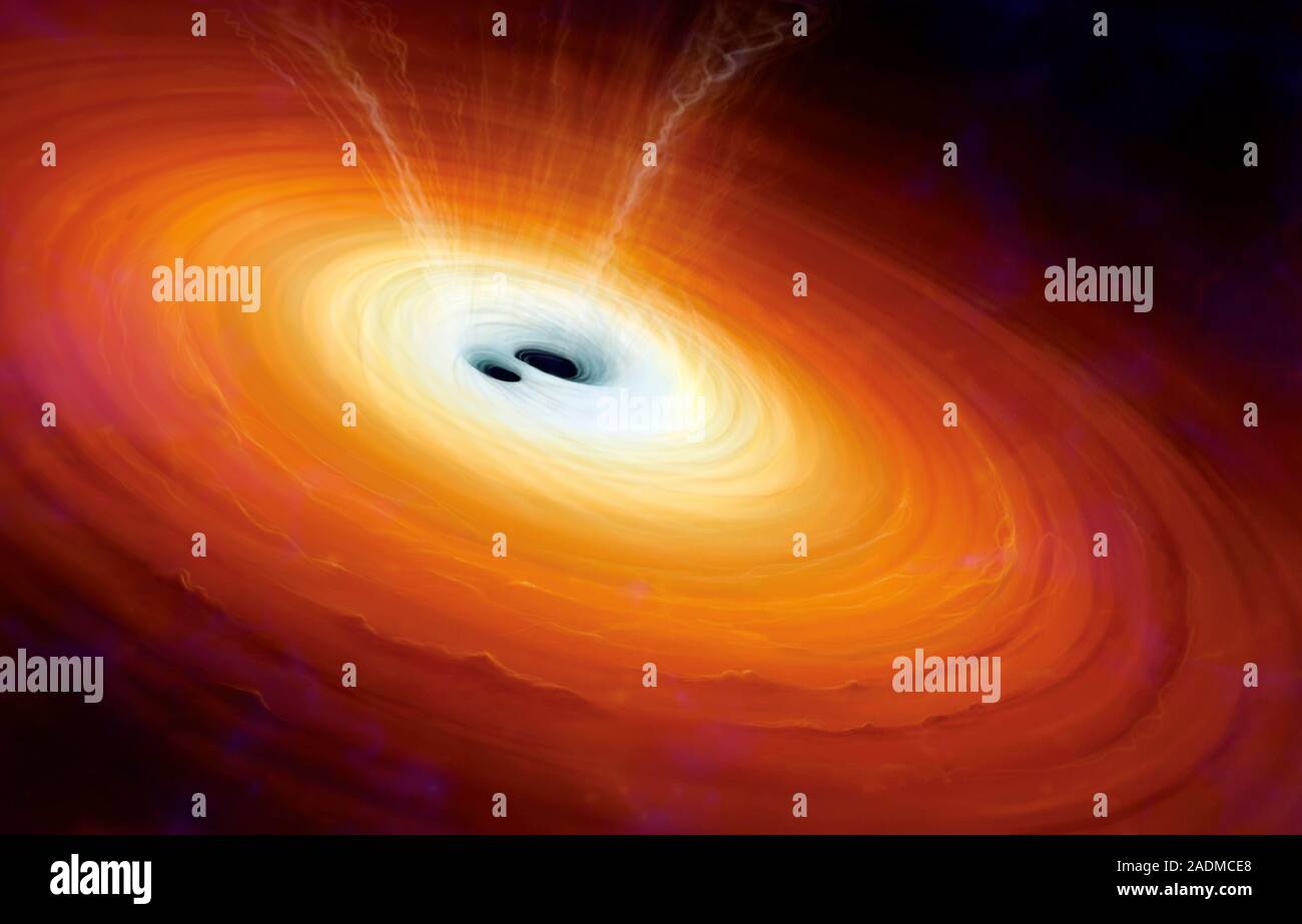 Los Agujeros Negros Se Fusionan Equipo De Ilustraciones De Dos Agujeros Negros Supermasivos 5019