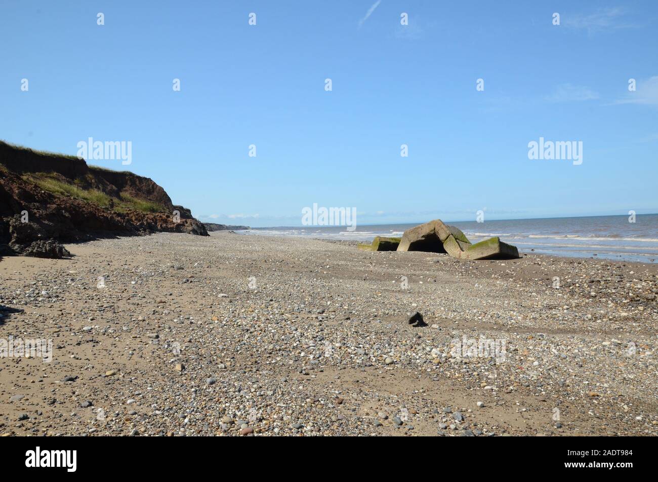 La erosión costera, East Yorkshire coast Foto de stock