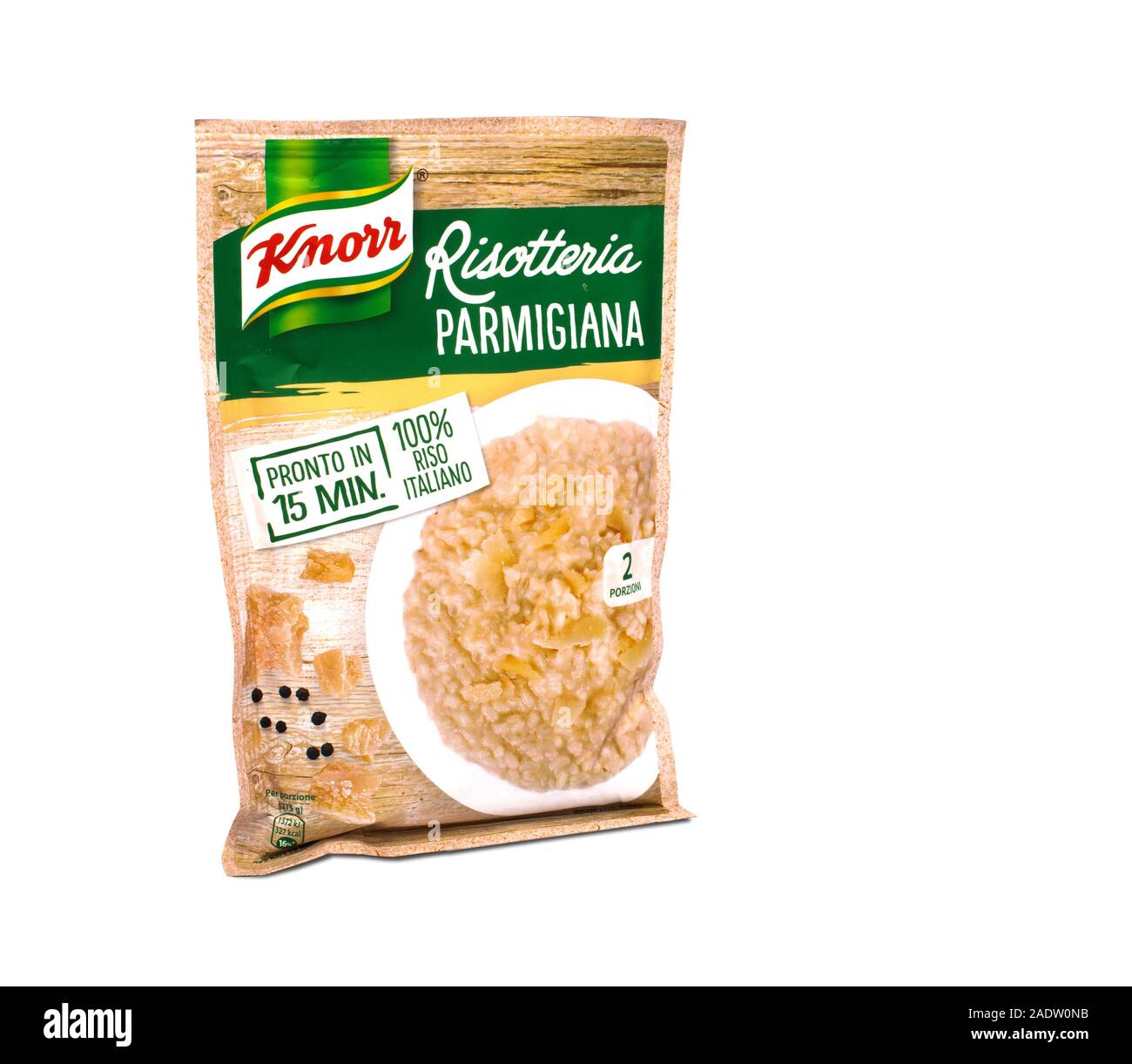 Italia - Noviembre 8, 2019: paquete de arroz parmesano deshidratado listos para ser cocinados por Knorr Foto de stock
