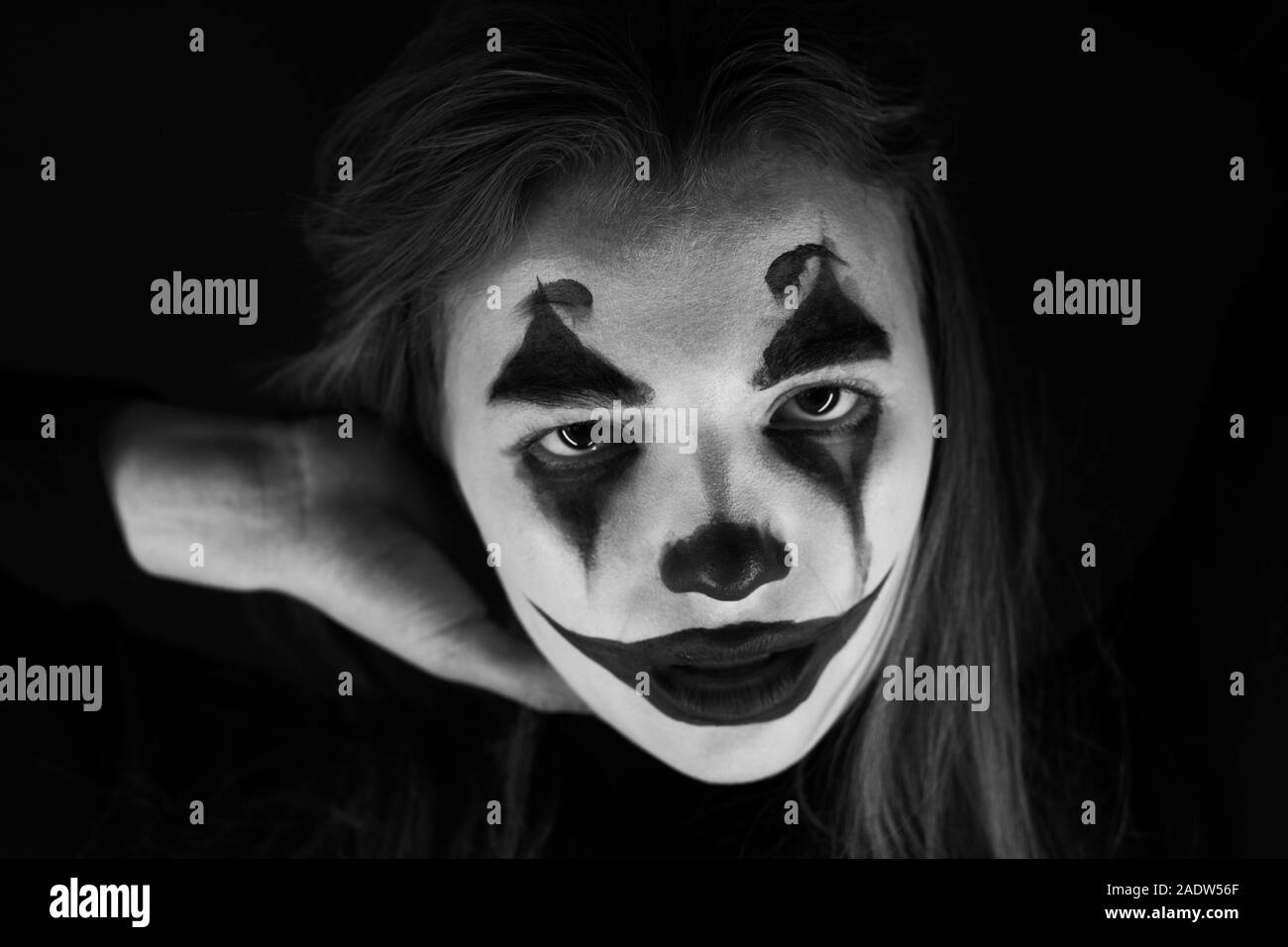 Maquillaje de payaso Imágenes de stock en blanco y negro - Alamy