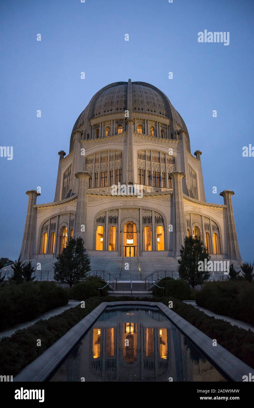 Baha'i casa de culto, es un templo en Wilmette, Evanston, Chicago, Illinois, EE.UU. Foto de stock