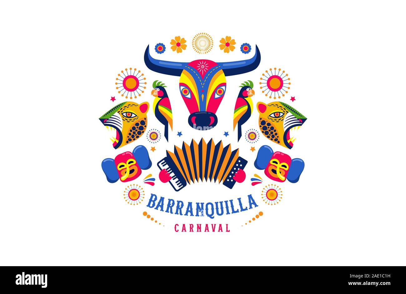 Carnaval de Barranquilla, Colombia fiesta de carnaval. Ilustración