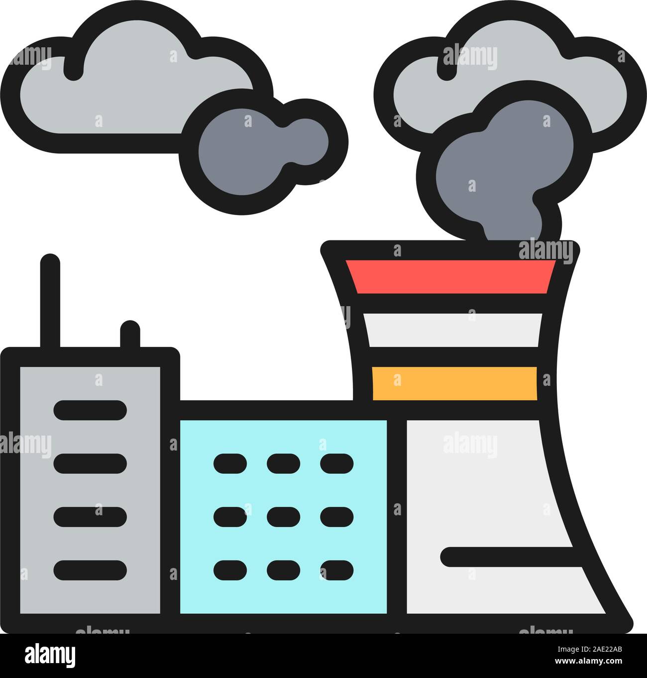 La contaminación del aire de la fábrica, las emisiones de dióxido de  carbono vegetal icono de línea de color liso Imagen Vector de stock - Alamy