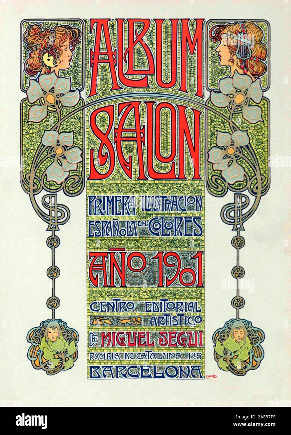 Representación alegórica de las estaciones en estilo Art Nouveau. Salón del álbum. 1901. España, Cataluña, Barcelona Foto de stock