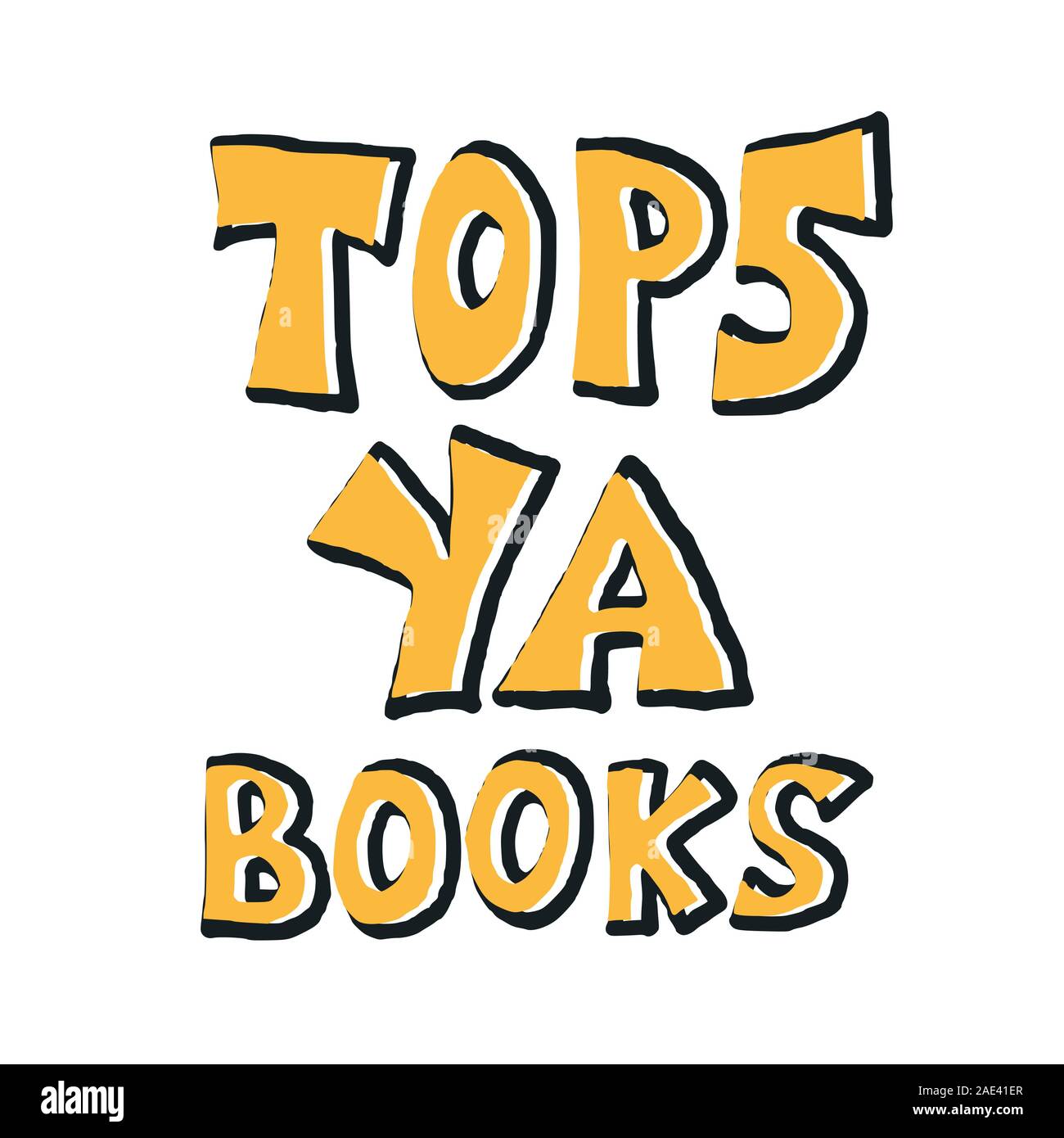 Top 5 libros ya la frase. Presupuesto dibujados a mano sobre lectura para adolescentes. Texto para librerías, bibliotecas, listas de bestsellers. Vector illustartion. Ilustración del Vector