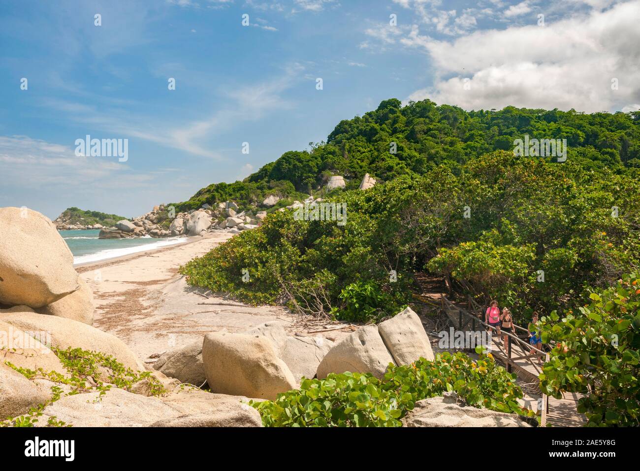 Paisaje en el Parque Nacional Tayrona, cerca de Santa Marta en Colombia. Foto de stock