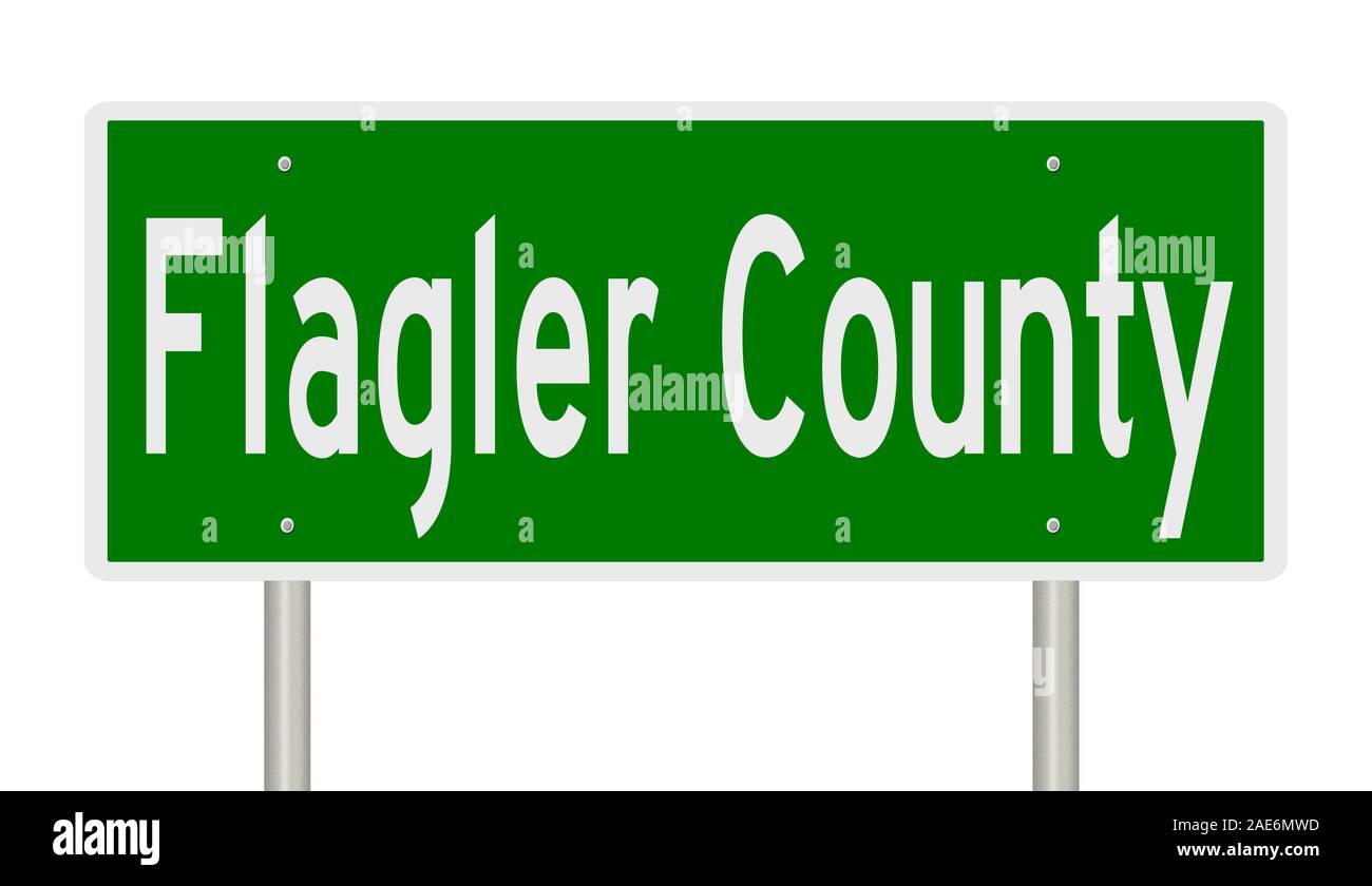 La representación en 3D de una autopista verde Signo de Flagler County Foto de stock