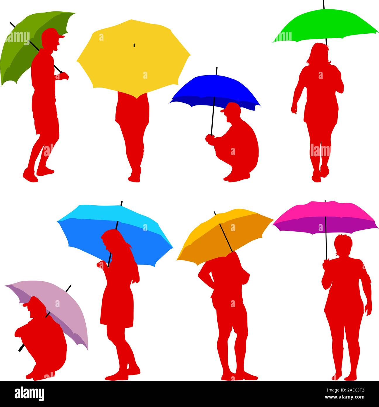 Siluetas al hombre y a la mujer bajo el paraguas. Ilustraciones de vectores  Imagen Vector de stock - Alamy