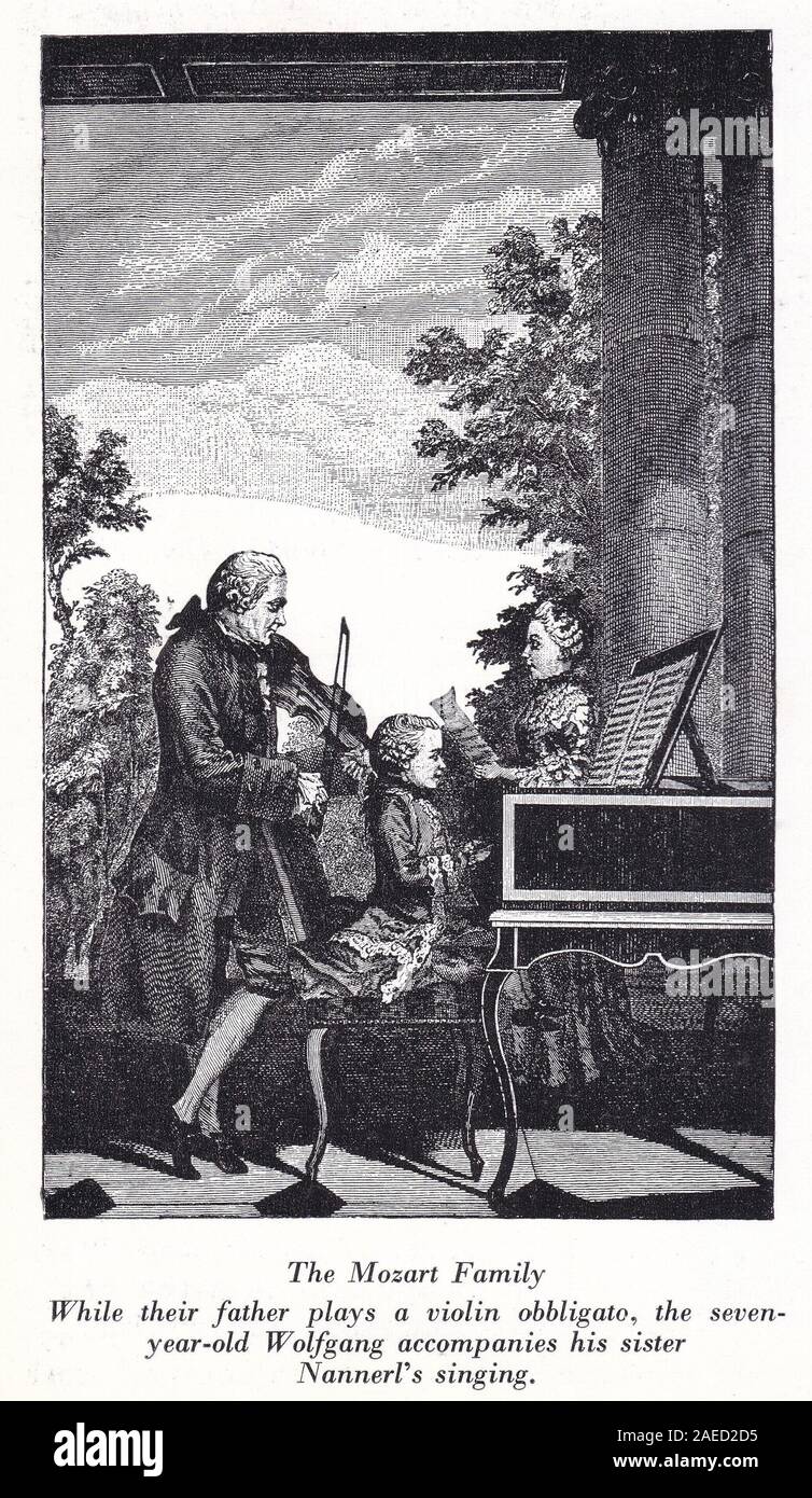 Wolfgang Amadeus Mozart - La familia de Mozart. Padre toca el violín con  Wolfgang y su hermana Nannerl cantando Fotografía de stock - Alamy