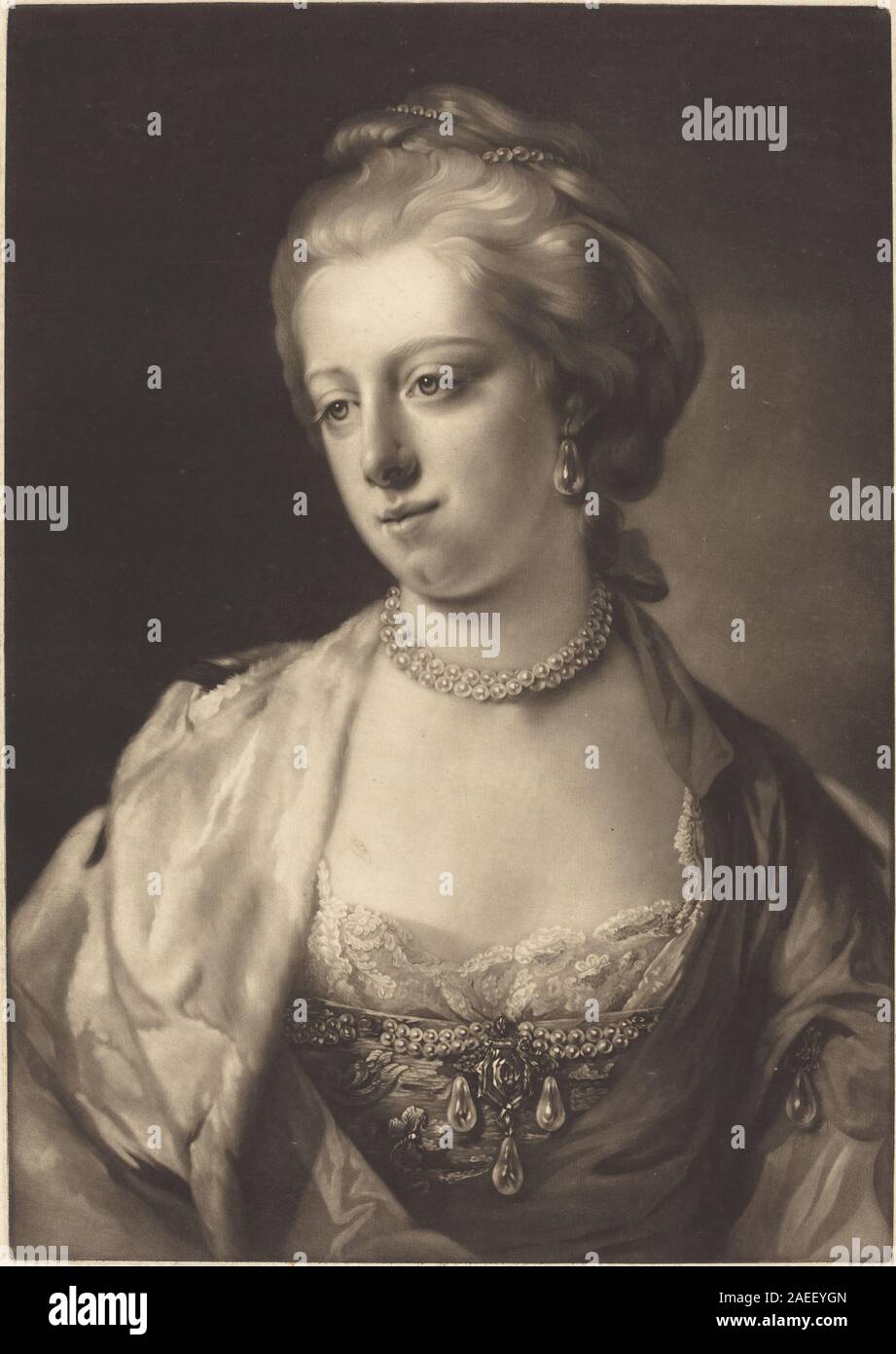 James Watson después de Francisco Cotes, la Princesa Carolina Matilda, Reina de Dinamarca, c 1771 Princess Caroline Matilda, Reina de Dinamarca; circa 1771 fecha Foto de stock