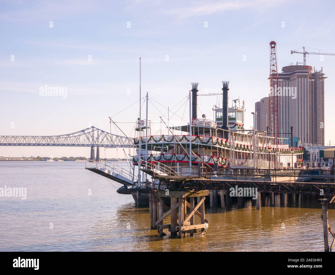 Nueva Orleans barco de vapor en el río Mississippi, en Nueva Orleans, Lousiana Foto de stock