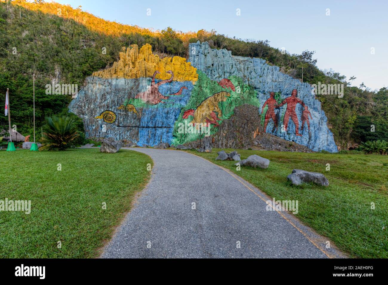 El mural de la Prehistoria, Viñales, Pinar del Río, Cuba, América del Norte Foto de stock