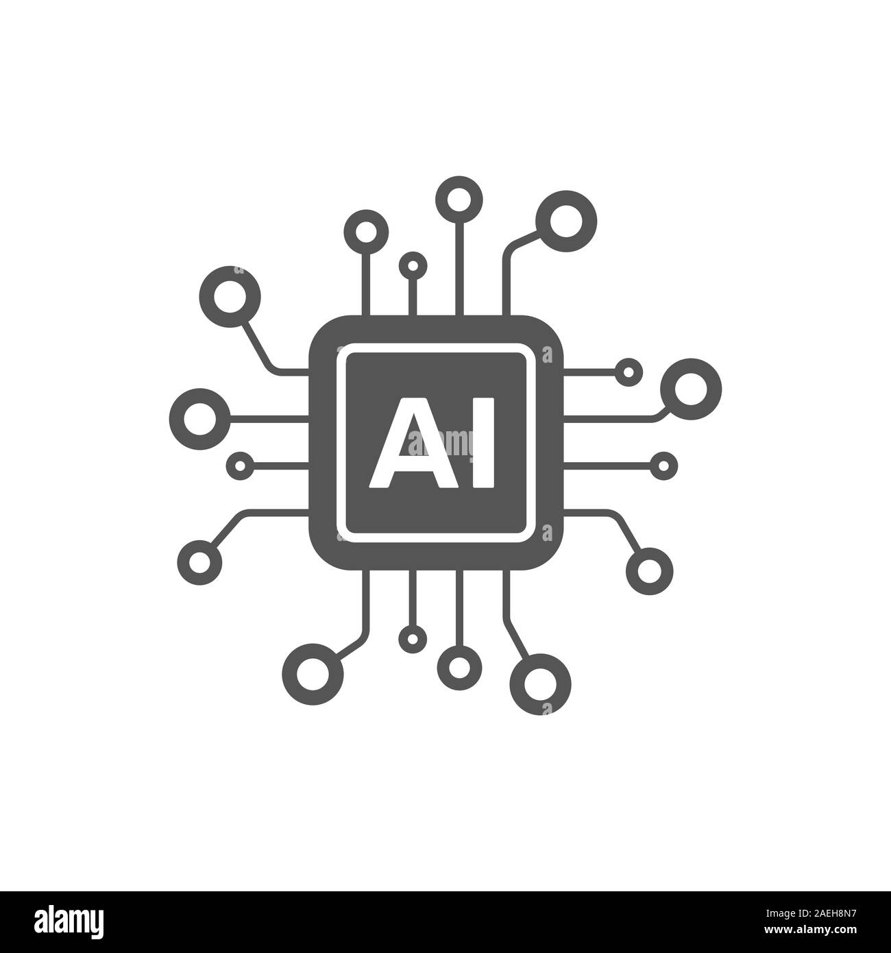 Icono de vector procesador AI para sitios web y móvil diseño plano minimalista. Mini AI icono CPU de tipo plano. Mobile AI CPU. 10 EPS Ilustración del Vector