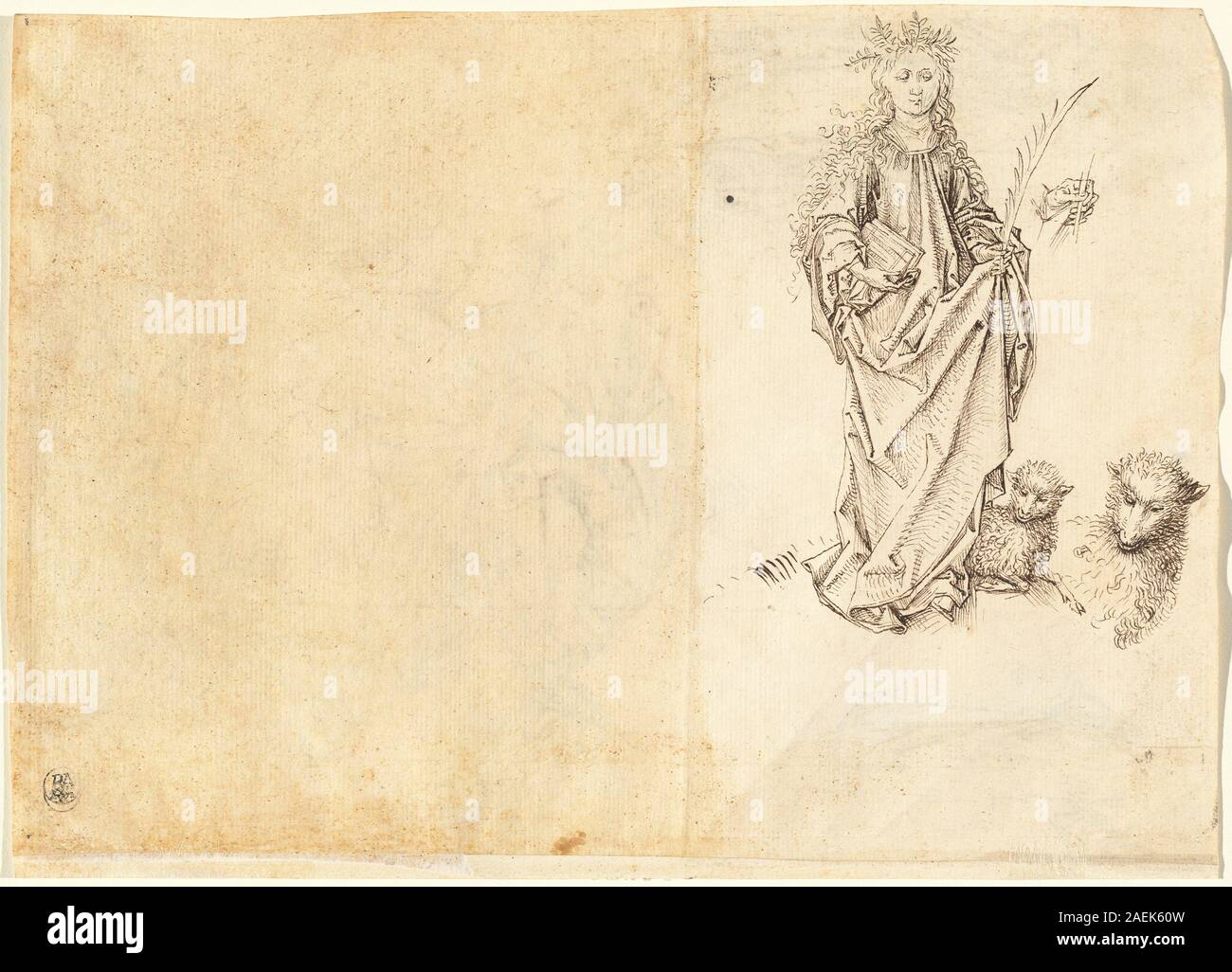 Maestro de los estudios después de cortinas Martin Schongauer, Santa Inés  (verso), 1485-1495 Santa Inés (verso); 1485/1495 Fotografía de stock - Alamy