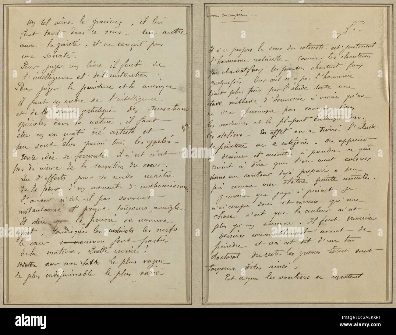 Paul Gauguin, páginas manuscritas (anverso), 1884-1888 páginas manuscritas [anverso]; 1884-1888 Foto de stock