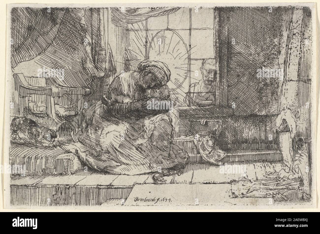 Rembrandt van Rijn, La Virgen y el Niño con el gato y la Serpiente, 1654,  la Virgen y el Niño con el gato y la Serpiente; 1654 fecha Fotografía de  stock - Alamy