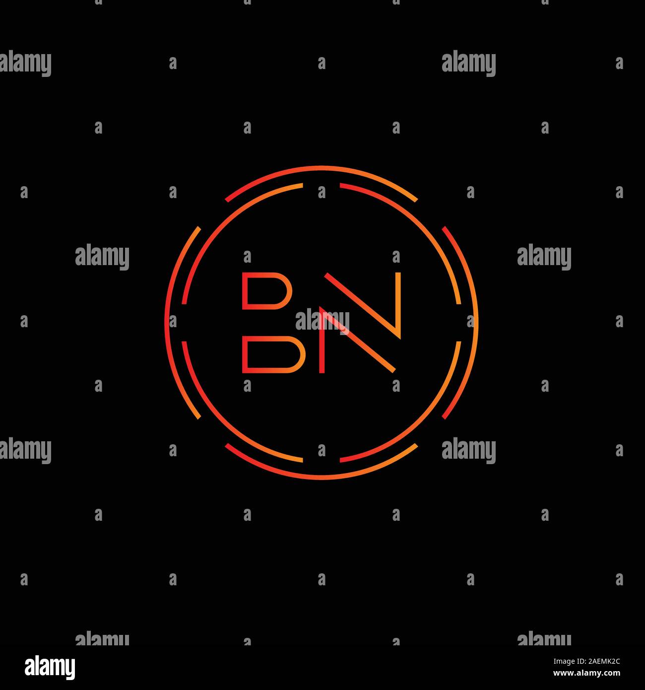 BN inicial Carta Logotipo con tipografía moderna de negocios creativos plantilla vectorial. Resumen creativo Carta MN Logo Vector. Ilustración del Vector