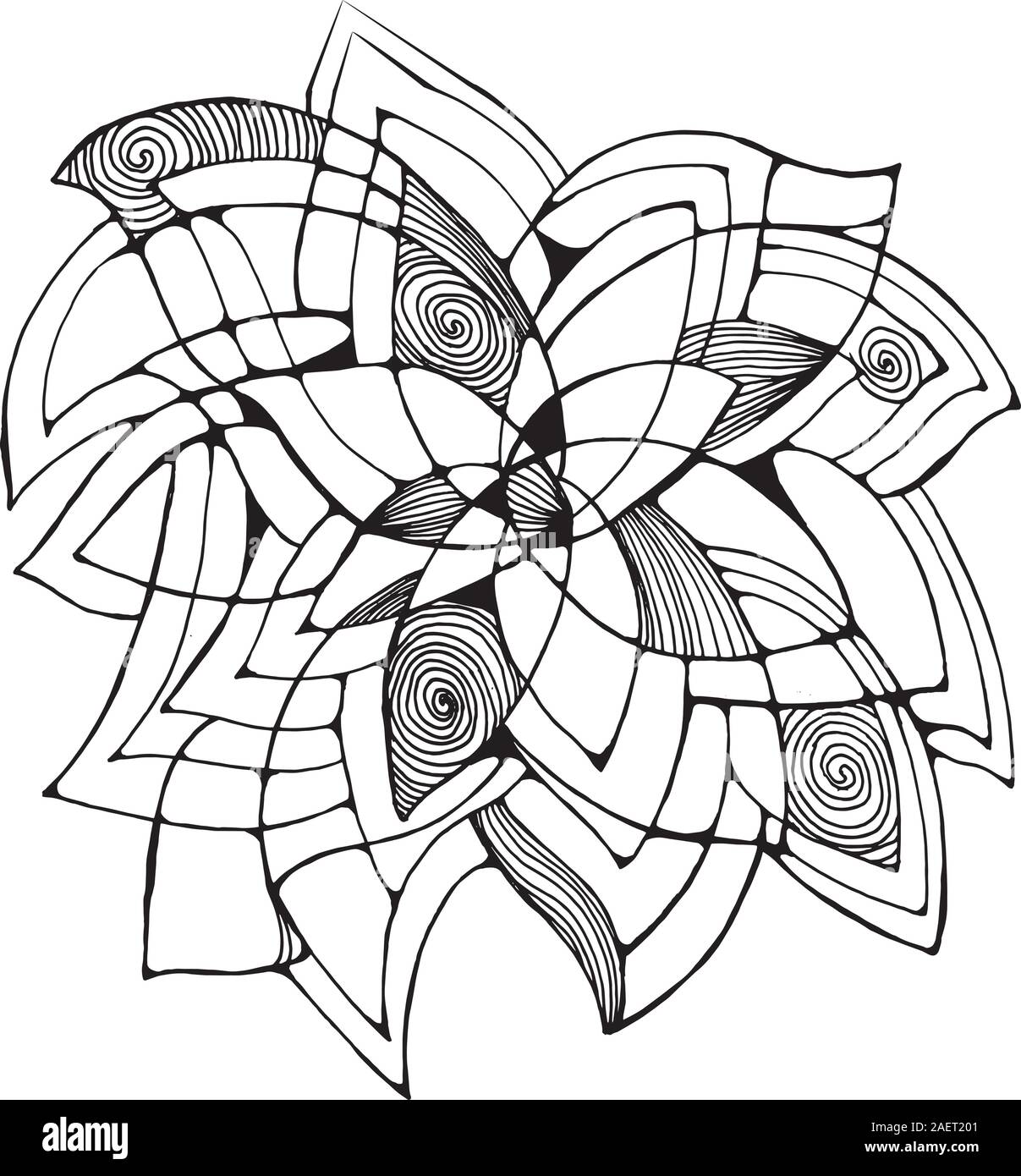 Dibujo en blanco y negro de una flor. Abstractos para decoración Imagen  Vector de stock - Alamy