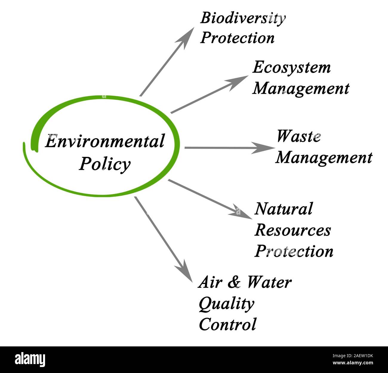 Esquema de la política medioambiental Foto de stock