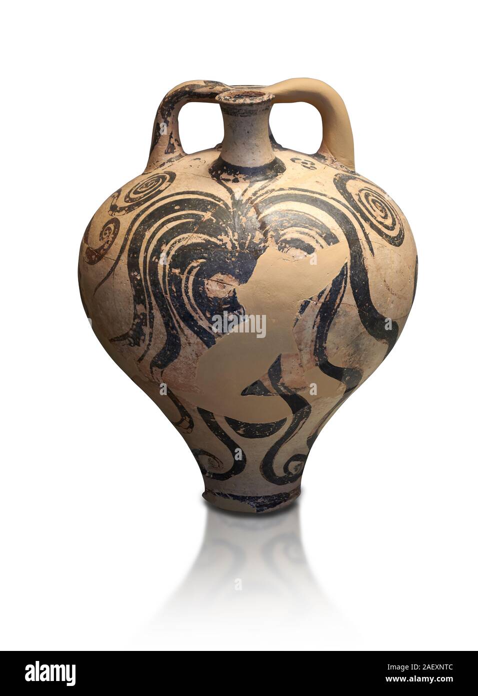 Estribo micénicos jar pintados con diseños de pulpo, Micenas Chamner tumbas, 14TH-13th ciento BC. Museo Arqueológico Nacional de Atenas. Cat nº 2772. Wh Foto de stock