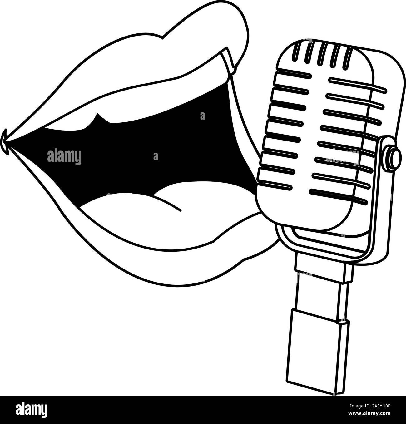 Micrófono retro y femenino diseño plano, icono de la boca Imagen Vector de  stock - Alamy