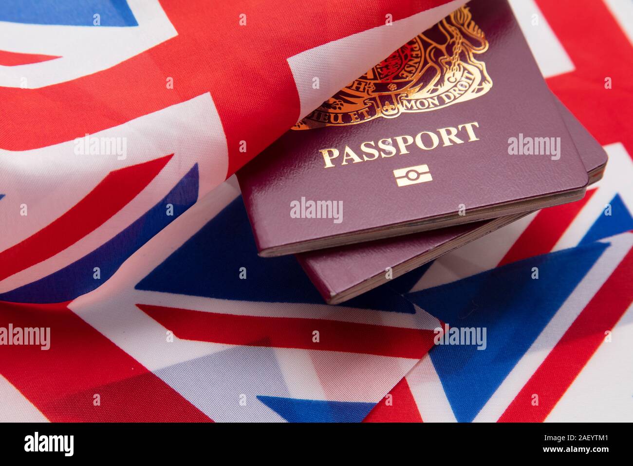 Pasaporte del Reino Unido de Gran Bretaña bandera Union Jack Foto de stock