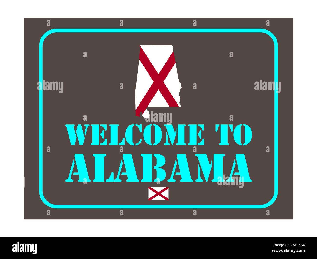 Bienvenido al cartel de Alabama con el mapa de la bandera Ilustración