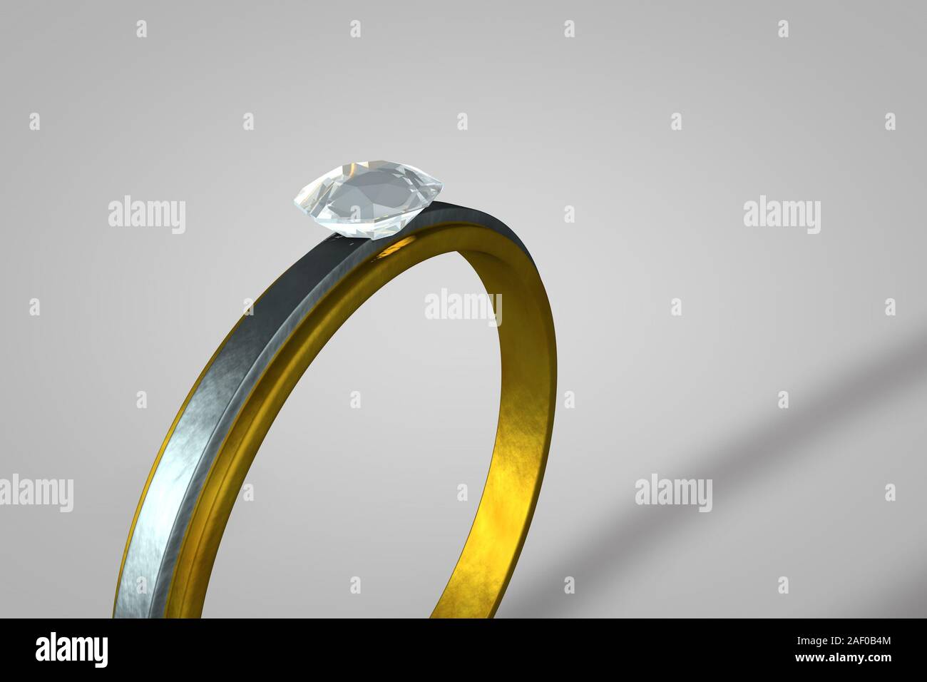 3D Render de un precioso oro y plata anillo de bodas de diamante closeup  sobre fondo blanco Fotografía de stock - Alamy