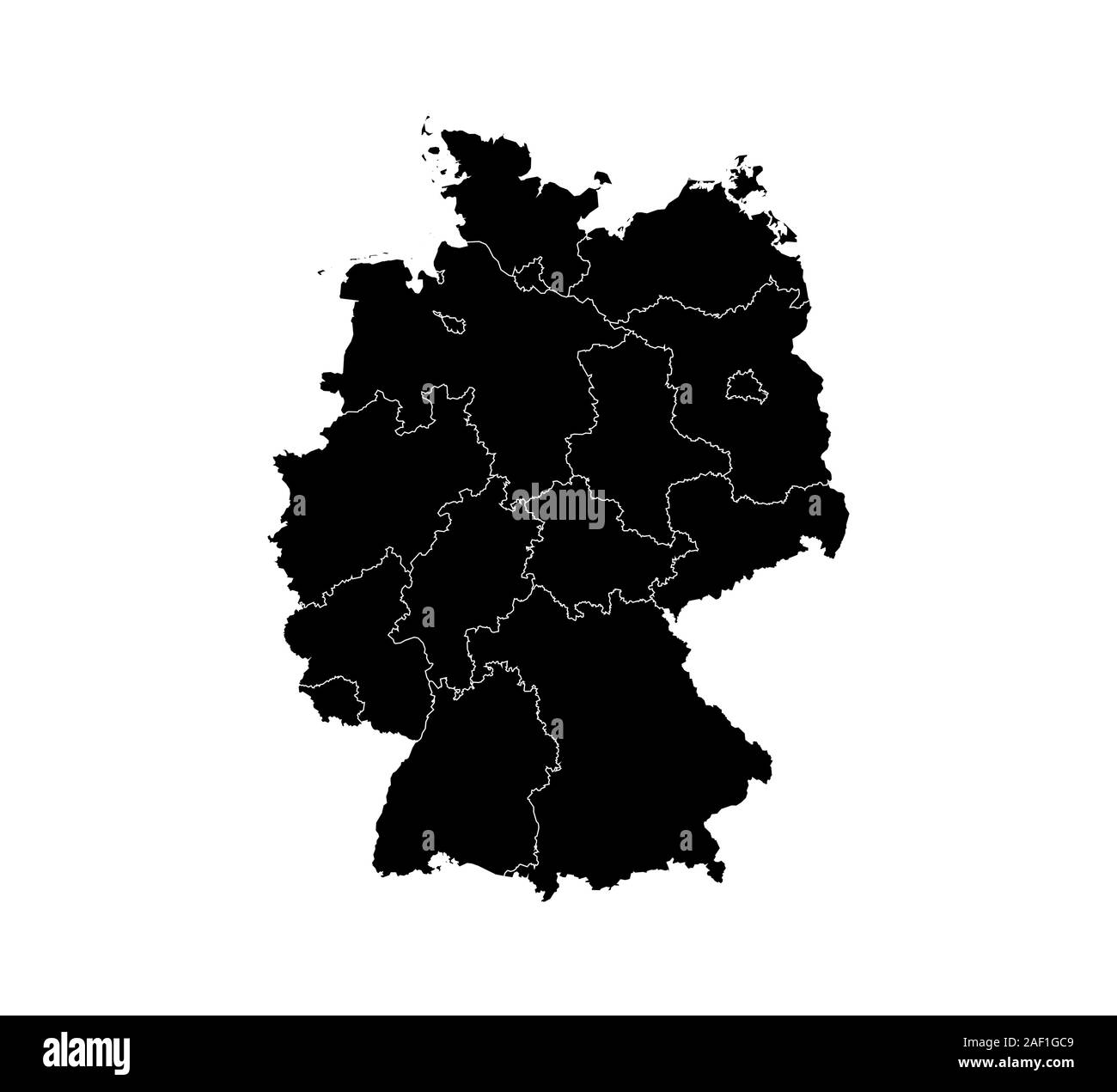 Mapa de Alemania, los Estados mapa de la frontera. Ilustración vectorial. Ilustración del Vector
