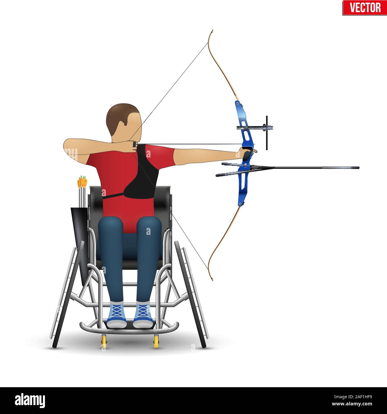 Archer discapacitados atleta Deportes apuntando con arco Ilustración del Vector