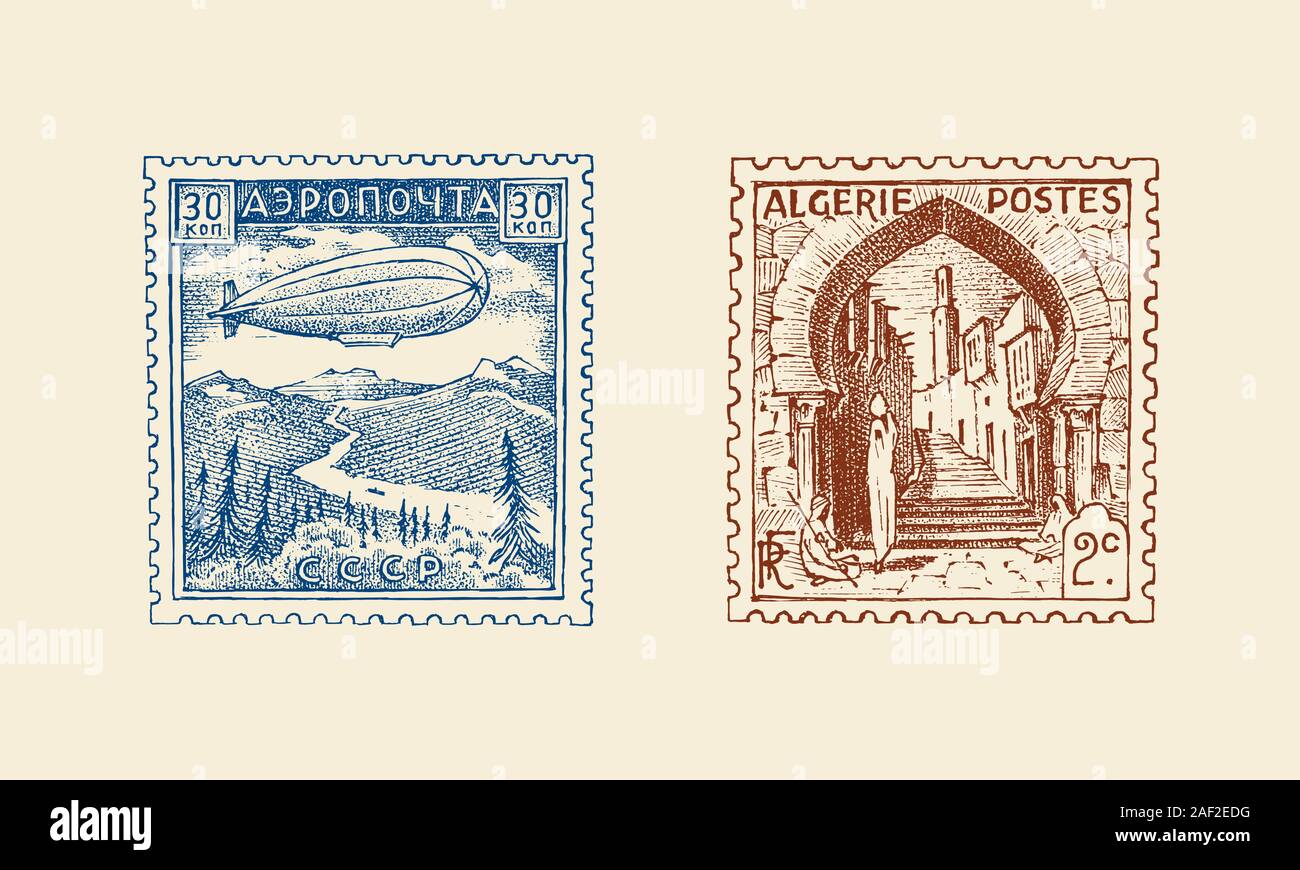 postal de viaje retro