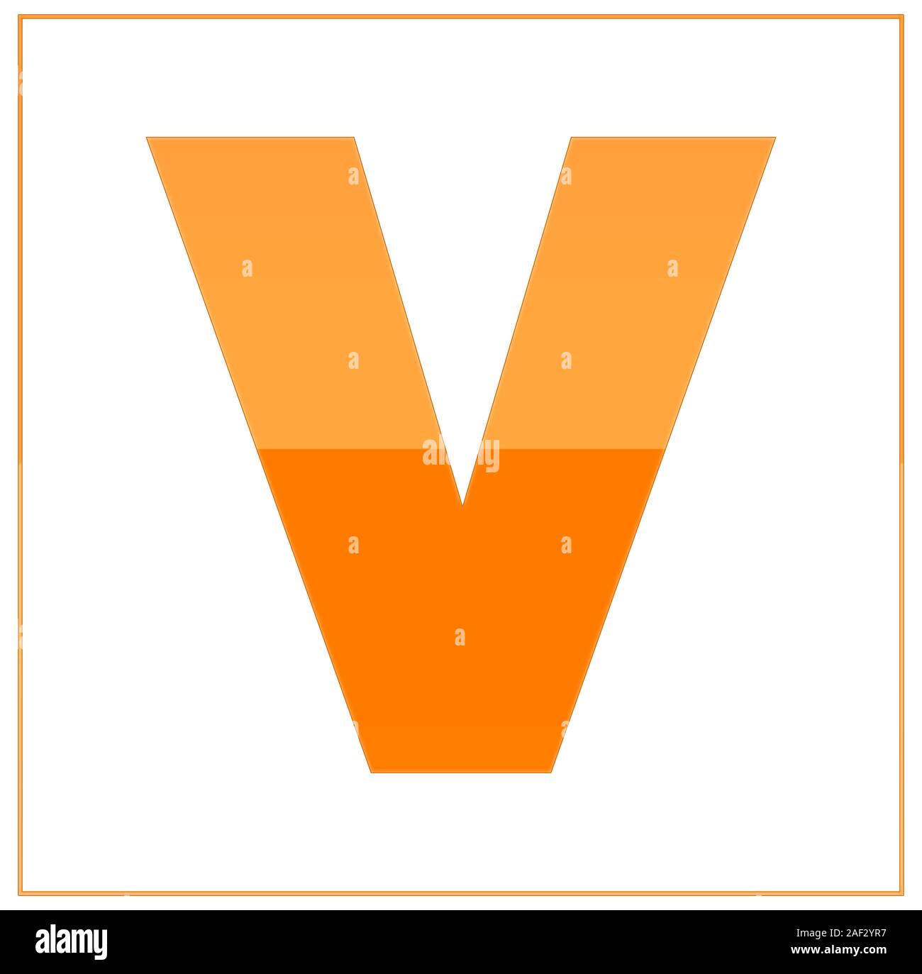 La letra v, hizo la luz naranja y anaranjado oscuro, medio y medio. Los  mismos colores gire al revés y utilizado en el bastidor. Sobre fondo blanco  Fotografía de stock - Alamy