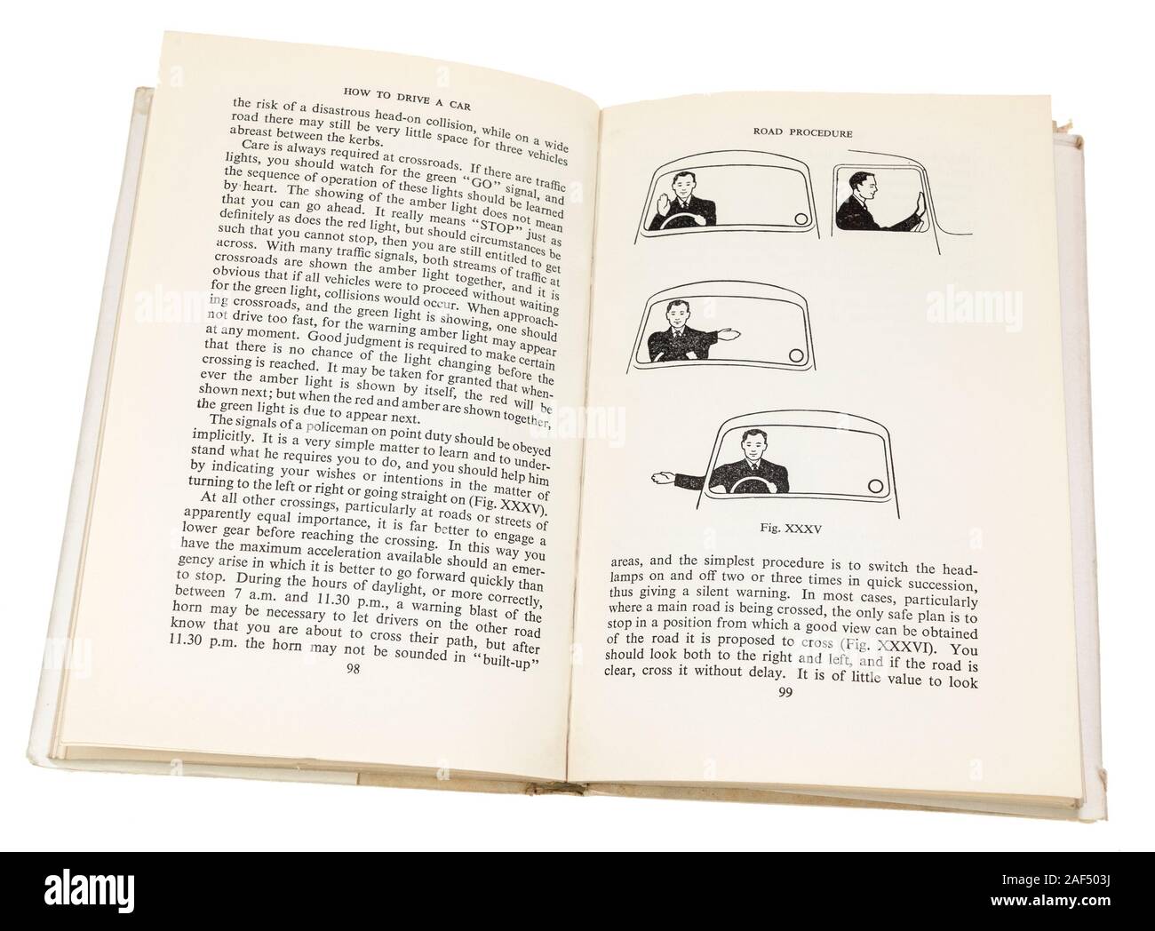 Señales de mano instrucciones en cómo conducir un coche libro de instrucciones por la Escuela Británica de Automovilismo, 1950 Foto de stock