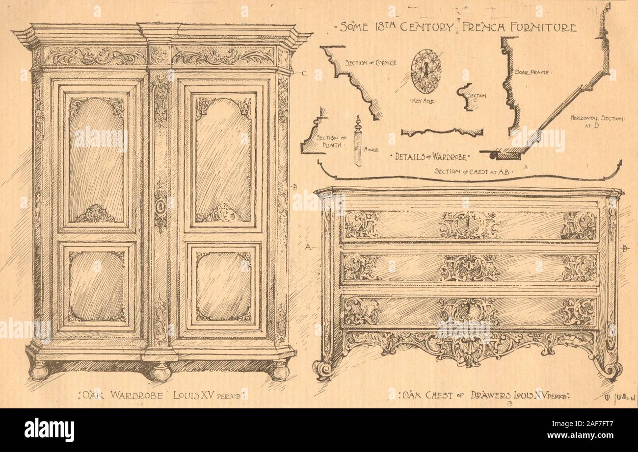 Muebles franceses del siglo xviii. Armario de roble de Louis XV cajonera  1900 Fotografía de stock - Alamy