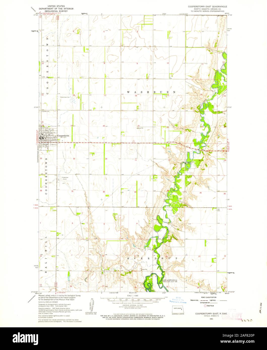 Mapa de cooperstown dakota del norte Imágenes recortadas de stock Alamy