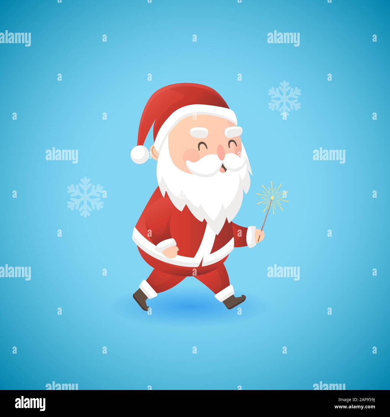 Festivo de Navidad gracioso Santa Claus con bengala vector Ilustración del Vector