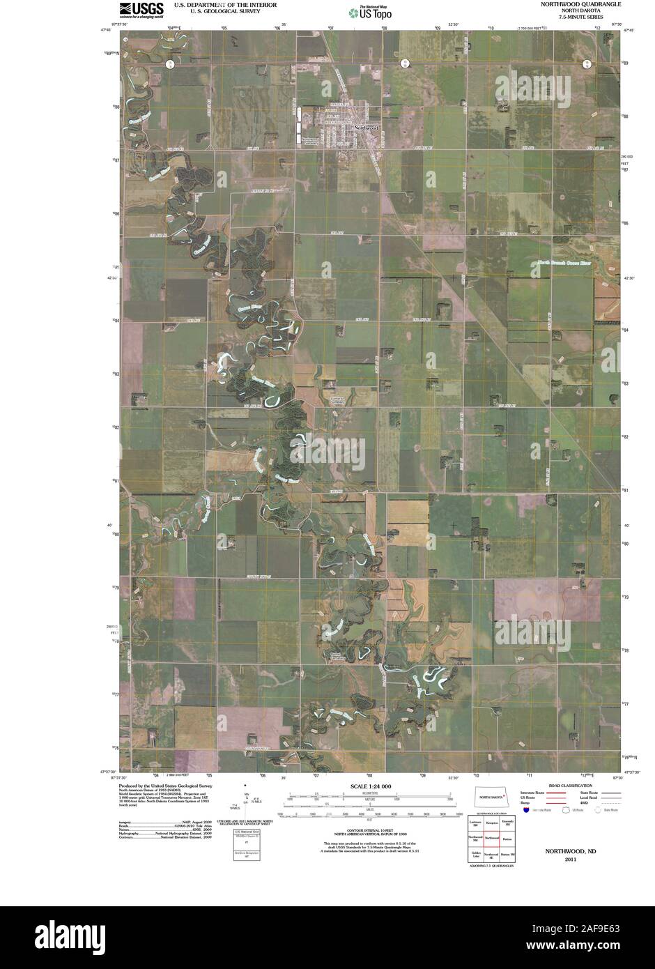 Mapa de northwood dakota del norte fotografías e imágenes de alta