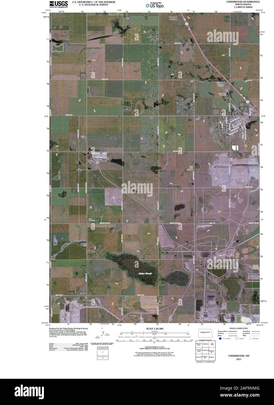 Mapa de dakota del norte de underwood fotografías e imágenes de alta