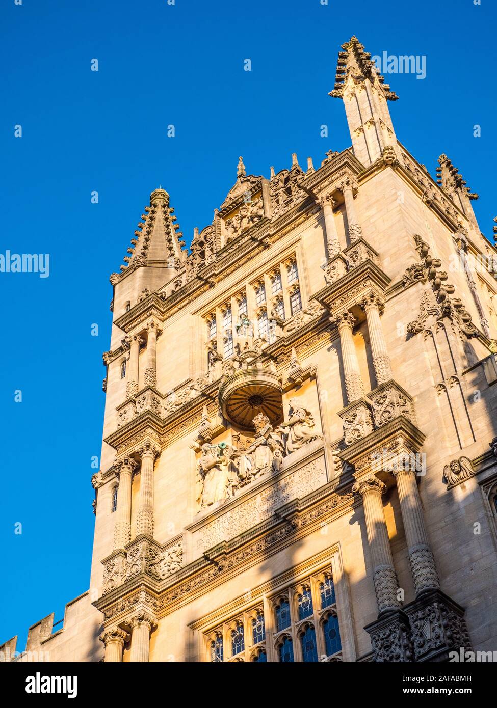 Torre de los cinco órdenes, la Bodleian Library, Oxford, Hito de la Universidad de Oxford, Oxford, Oxford, Inglaterra, Reino Unido, GB. Foto de stock