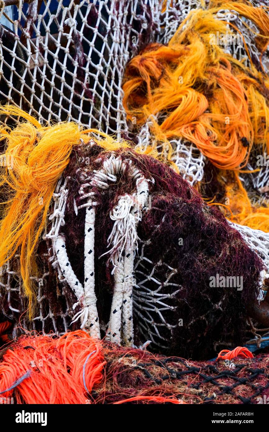 Las redes de pesca, Saint-Jean de Luz, Pirineos Atlánticos, Francia Foto de stock