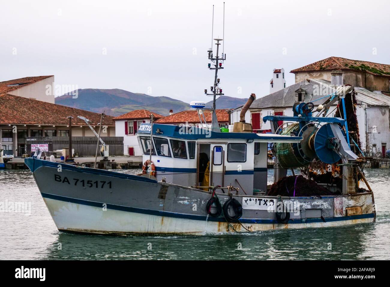 Cosecha de algas, Saint-Jean de Luz, Pirineos Atlánticos, Francia Foto de stock