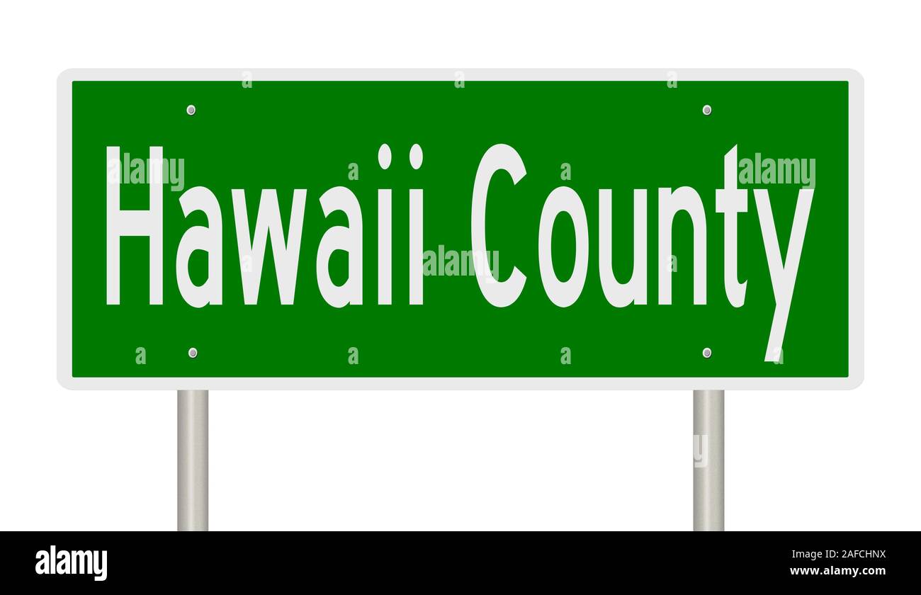 Representación de un verde Highway 3d firmar para Hawaii County Foto de stock