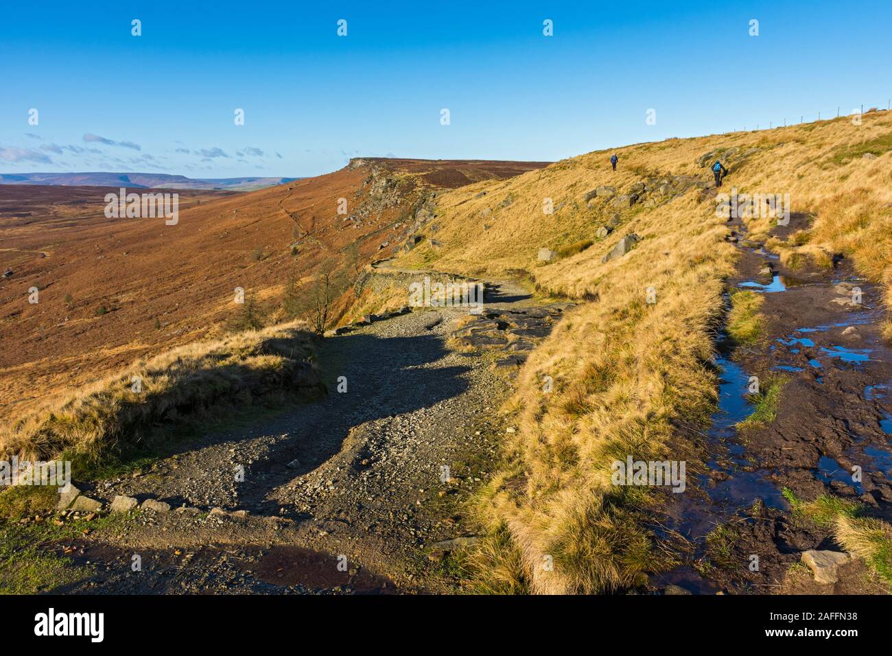 Borde Stanage de la larga calzada Vía, cerca Hathersage, Peak District, Derbyshire, Inglaterra, Reino Unido. Foto de stock