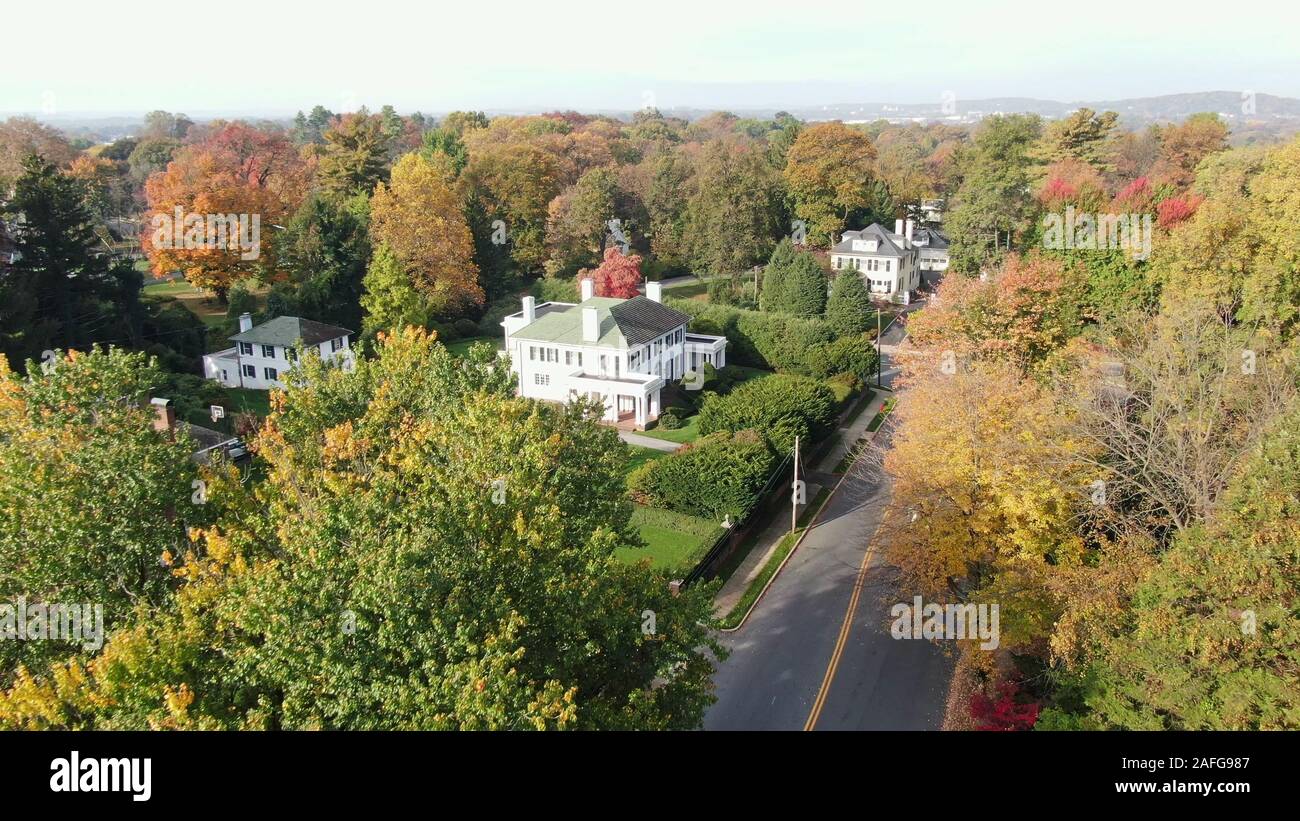 Vista aérea del elegante barrio residencial de lujosas villas y mansiones  rodeadas por árboles y vegetación, inmobiliaria y arquitectura Fotografía  de stock - Alamy