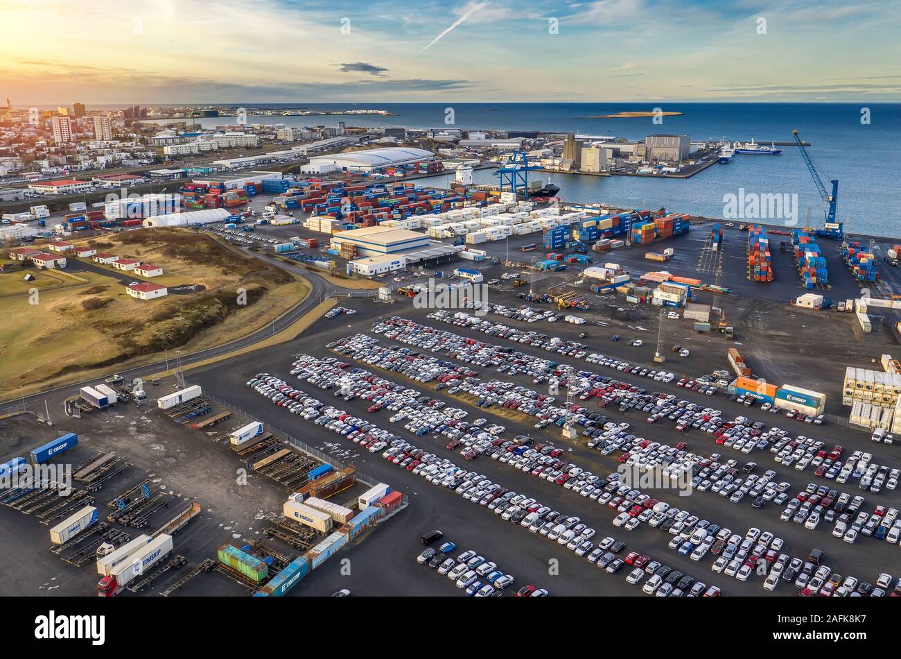 El puerto de Reykjavik, puerto de embarque, Reykjavik, Iceland Foto de stock