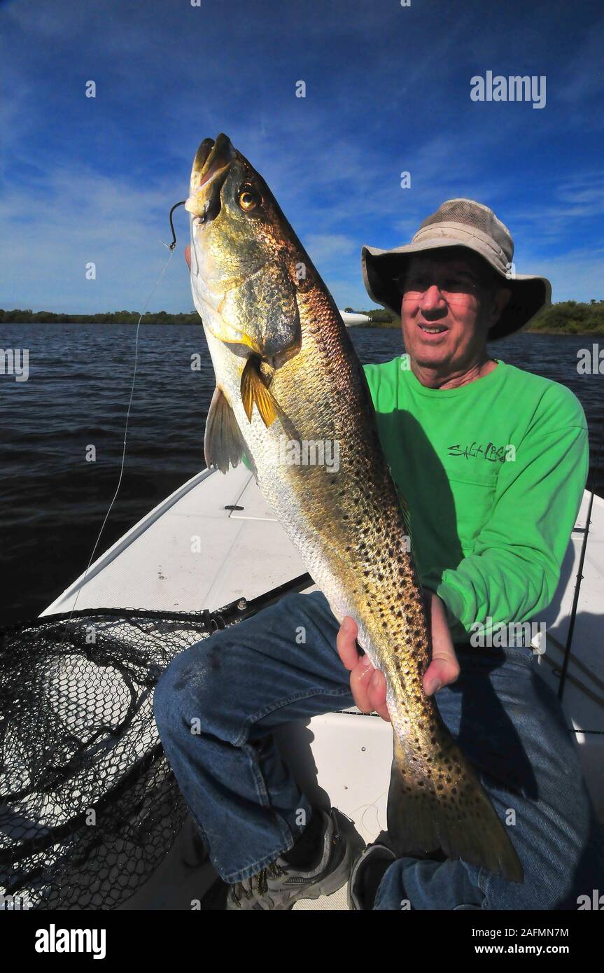Florida's Indian River y del mosquito de la Laguna ofrecen el mejor del mundo la gallineta, y pesca de truchas tambor negro! Foto de stock