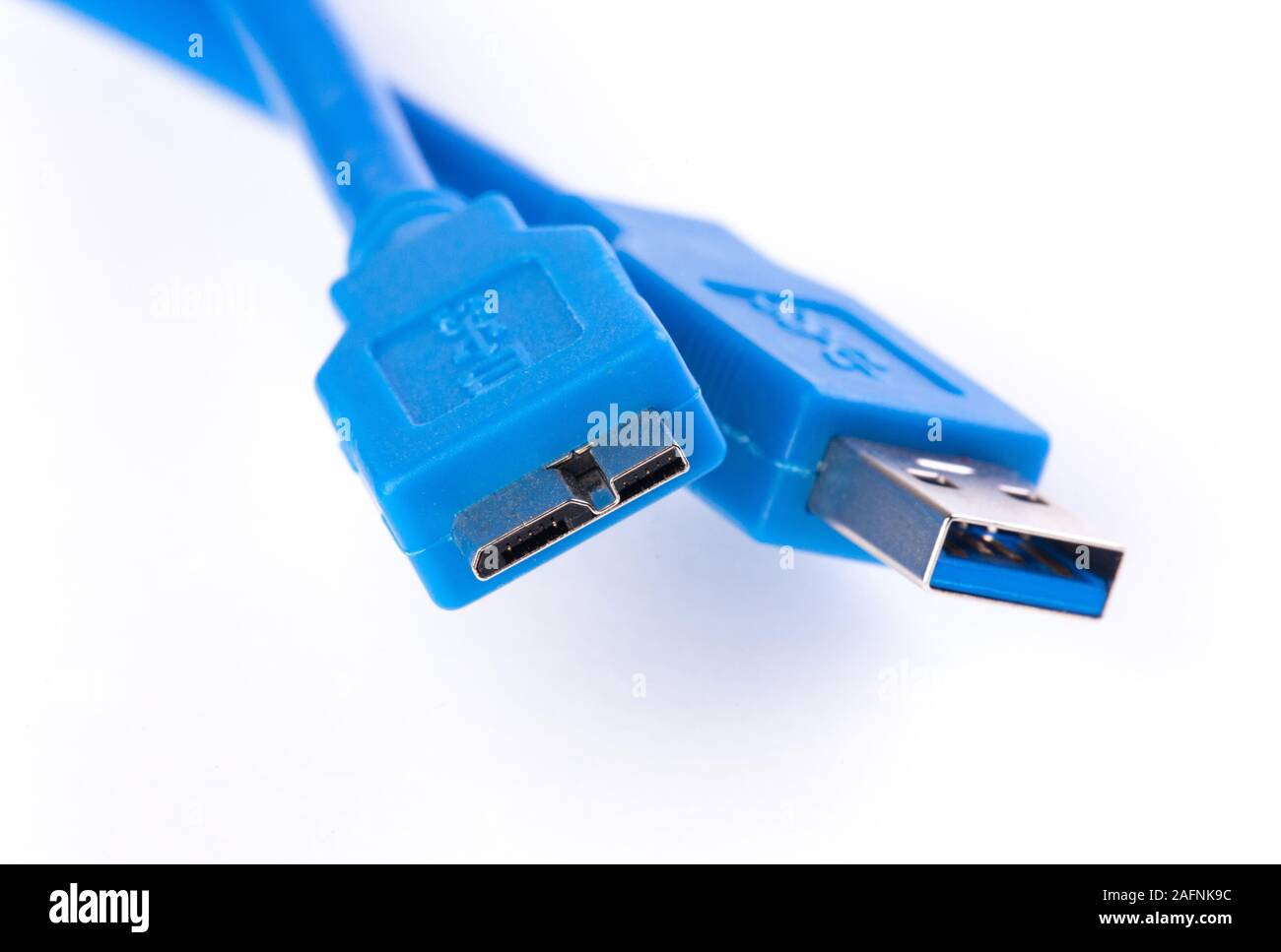 Cables y conectores USB 3.0 Foto de stock