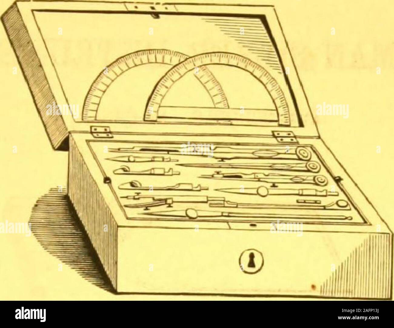 Catálogo : matemáticas y de ingeniería de instrumentos y materiales  fabricados e importados por James W. Queen & Co.. Un 62. Nº 62. Caja de  madera de palisandro, con cerradura y